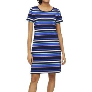 Talbots Striped T-Shirt Dress Back Drawstring Keyhole Size MP‎ - NWOT